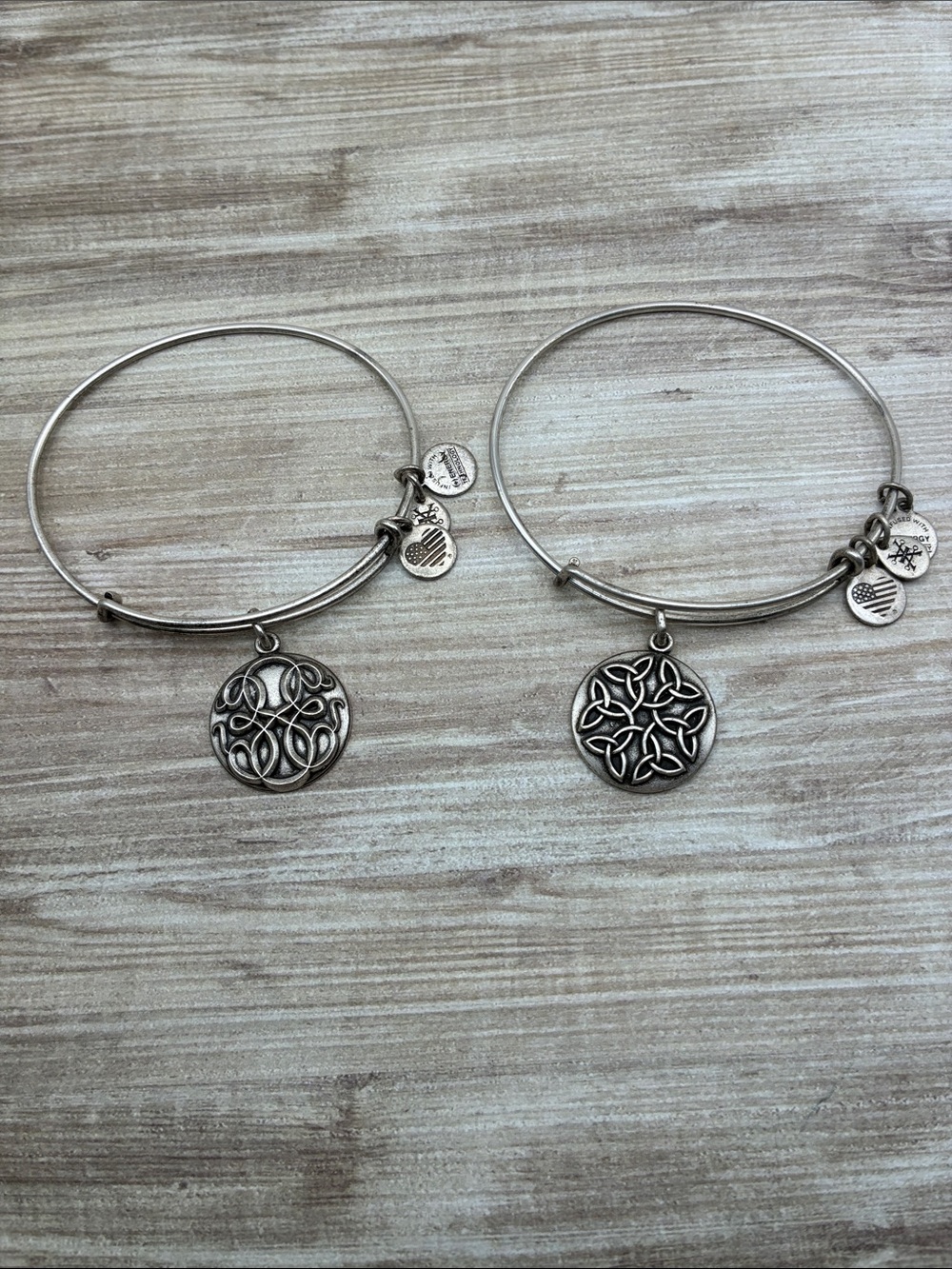Set of 2 Alex and Ani Bracelets Path of Life, Endless Knot